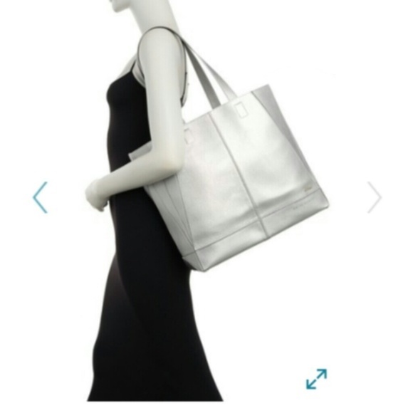 Ted Baker Silver Leather tote handbag bag $189 NWT - Picture 1 of 5